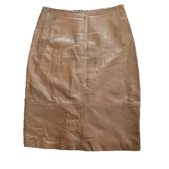 Banana Republic Dresses & Skirts - Banana Republic Tan 100% Leather Pencil Midi Skirt Y2K 90s office academia 10
